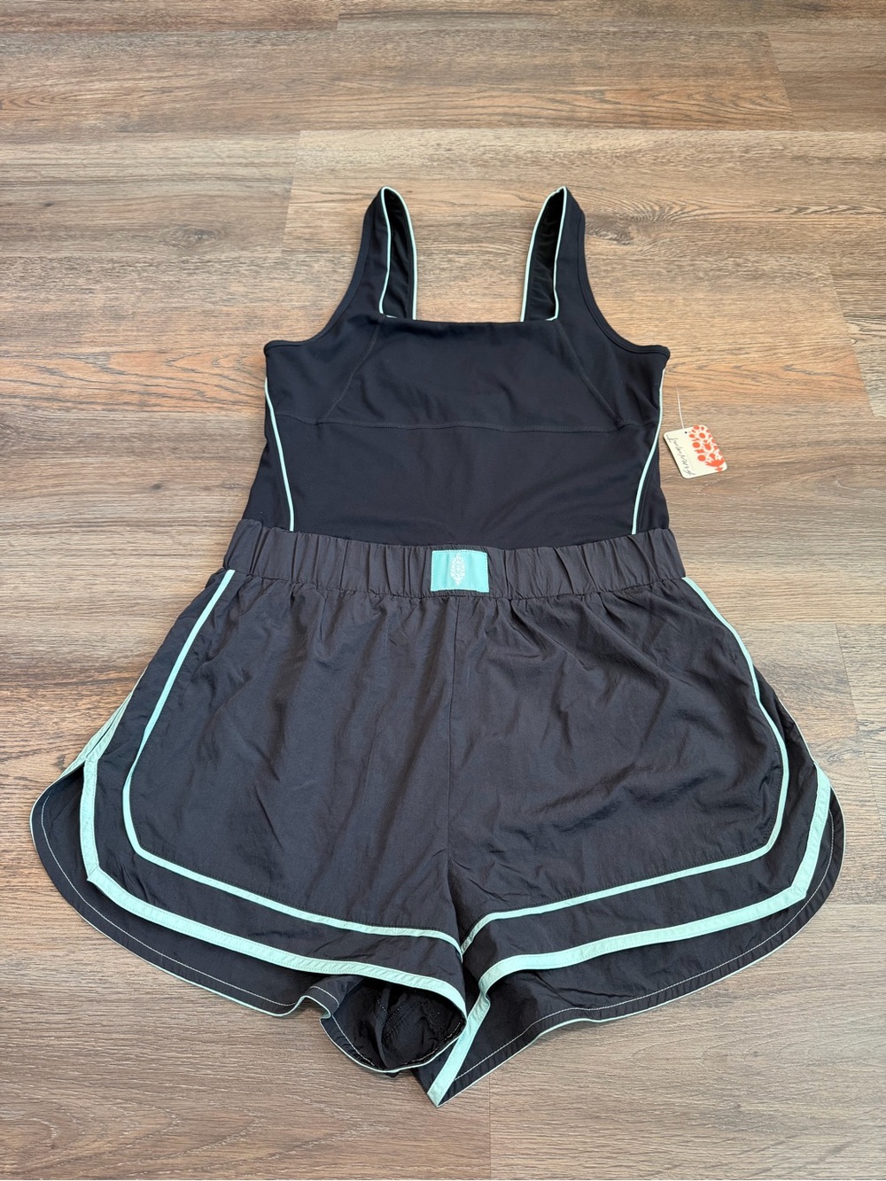 FP Movement Varsity Blues Runsie Black Mint Square Neck One Piece Size Large - Picture 3 of 8